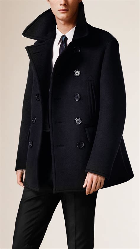 burberry pea coat mens|burberry men's cashmere overcoat.